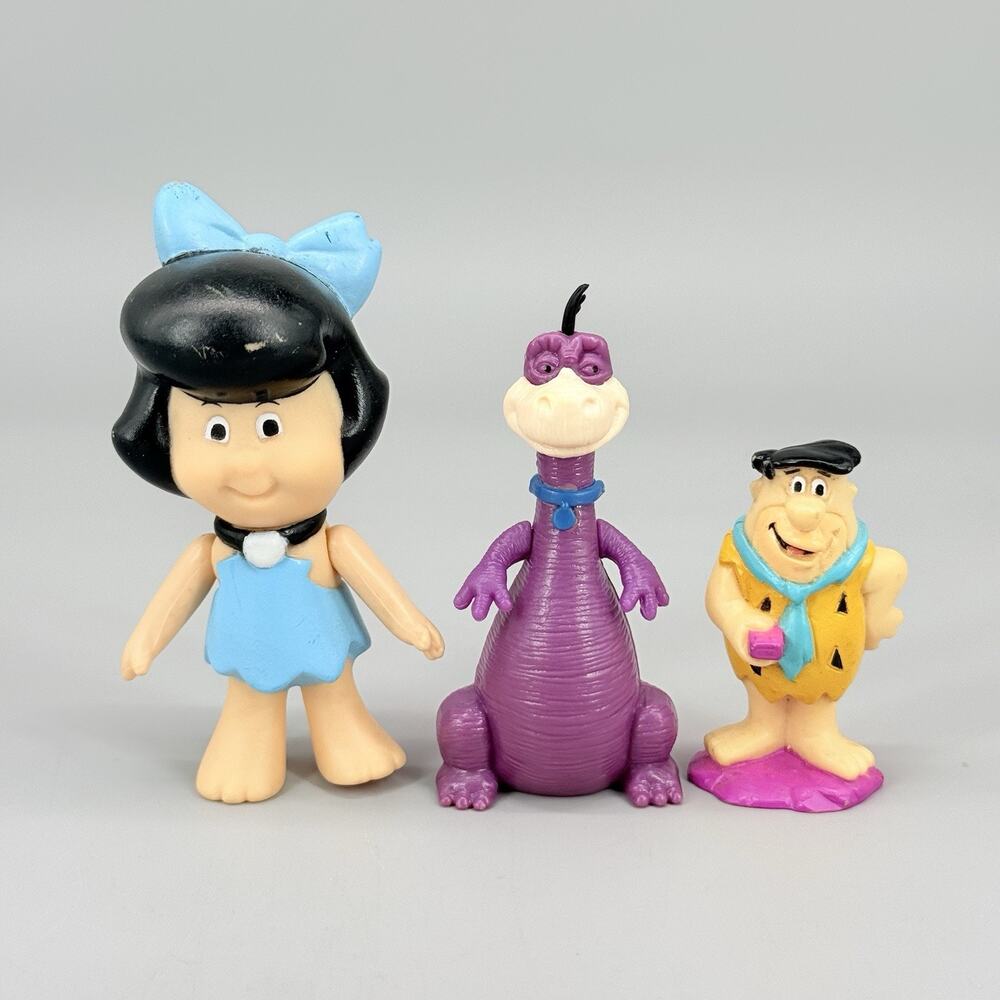 Vintage Hanna Barbera The Flintstones Figures Lot Fred, Dino & Betty Rubble